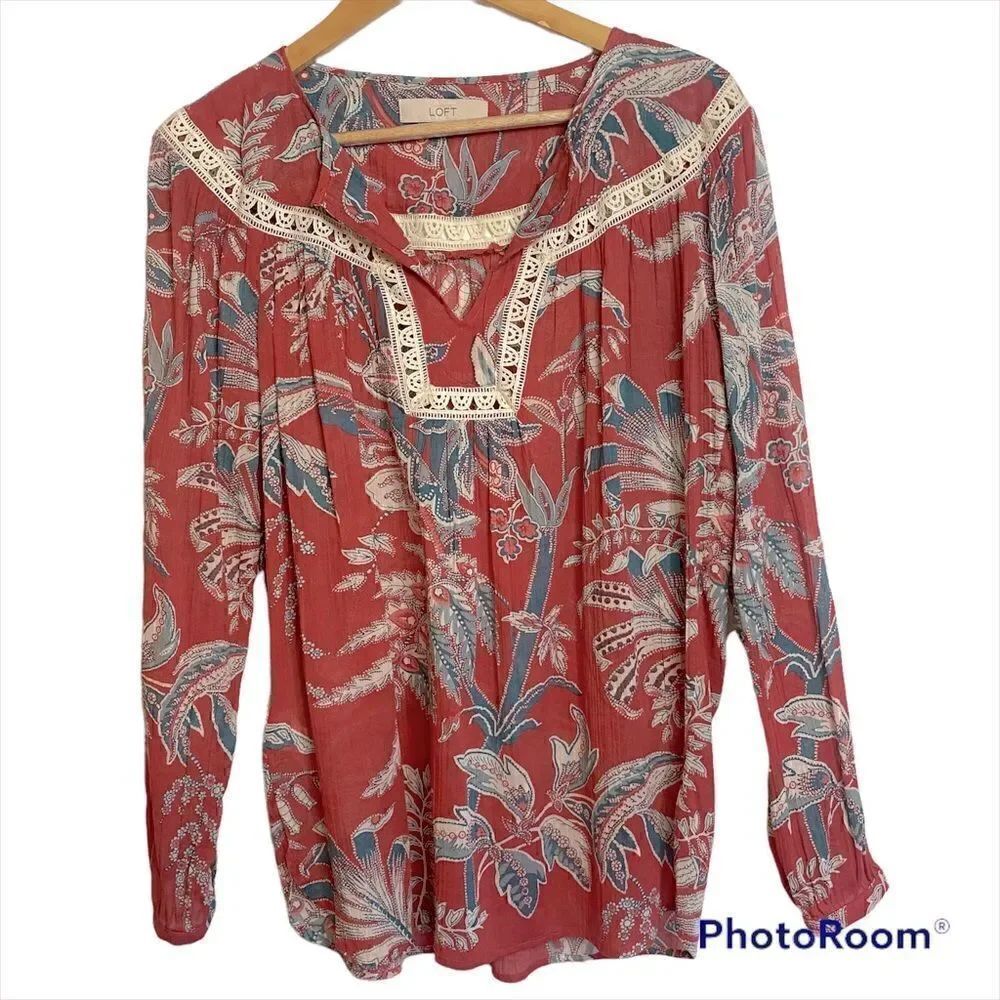 Ann Taylor Loft flowy floral bohemian blouse | top